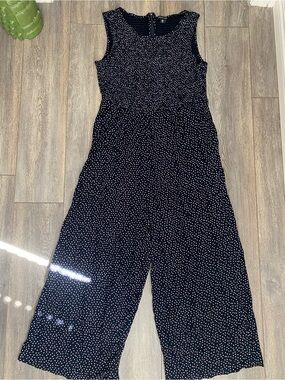 Andrew Marc Black Sleeveless Polka Dot Jumpsuit